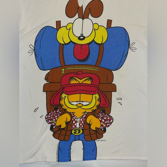 VTG Garfield & Odie Single Stitch Big Graphic T-Shirt - One Size Fits All - RARE - Picture 2 of 9